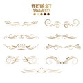 Gold Rule Lines and Ornaments collection of vector vintage decorative elements.Set of ornate lines, wedding and frame