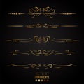 Gold Rule Lines and Ornaments collection of vector vintage decorative elements.Set of ornate lines, wedding and frame