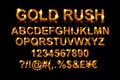 Gold rush. Gold alphabetic fonts and numbers Royalty Free Stock Photo