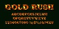 Gold rush. Gold alphabetic fonts