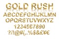 Gold rush. Gold alphabetic fonts