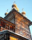 gold Russian wood church in Arhangelsk Royalty Free Stock Photo