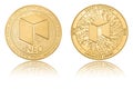 Gold ryptocurrency coin - neo, isolated on a white