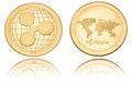 Gold ryptocurrency coin - Ripple, isolated on a white