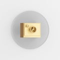 Gold safe icon. 3d rendering gray round key button, interface ui ux element Royalty Free Stock Photo