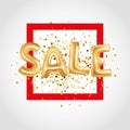 Gold sale balloons character Royalty Free Stock Photo
