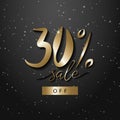 Gold sale 30 percent. Golden sale 30 percent on gold background. Shine salling background for flyer, poster, shopping