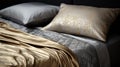 Gold Satin Bed Sheet On Black Bed: A Vibrant And Textured Image