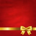 Gold Satin Bow And Red Vintage Background