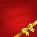 Gold Satin Bow And Red Vintage Background