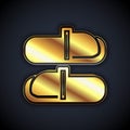 Gold Sauna slippers icon isolated on black background. Vector