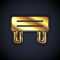 Gold Sauna wood bench icon isolated on black background. Vector
