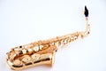 Gold Saxophone Isolated on White Royalty Free Stock Photo