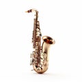 Golden Tone Saxophone On White Background
