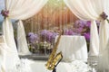 Gold saxophone in wedding ceremony decoration