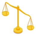 Gold scales icon, isometric style Royalty Free Stock Photo