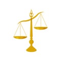 Gold scales used for weighing jewelry, and other various items. They are also a symbol of justice. Vector illustration Royalty Free Stock Photo