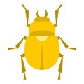 Gold scarab beetle icon isolated