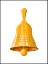 Gold school bell. Retro christmas handlebell.