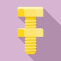 Gold screw bolt icon, flat style