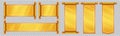 Gold scroll paper, royal parchment banner isolated