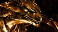 Gold sculpture of a mythical creature polished. Royalty Free Stock Photo