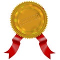 Gold seal with red ribbon Royalty Free Stock Photo