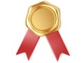 Gold seal with red ribbon Royalty Free Stock Photo