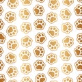 Gold seamless pattern. Pet prints. Paw texture. Cute background for pets, dog or cat. Abstract golden patterns. Repeated modern st Royalty Free Stock Photo