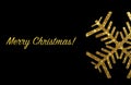 Gold seamless snowflake border isolated on black background, Christmas design. Vector illustration, merry xmas glitter flake Royalty Free Stock Photo