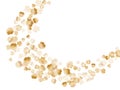 Gold seashells vector, golden pearl bivalved mollusks.