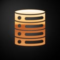 Gold Server, Data, Web Hosting icon isolated on black background. Vector