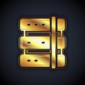Gold Server, Data, Web Hosting icon isolated on black background. Vector