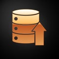 Gold Server, Data, Web Hosting icon isolated on black background. Vector Illustration