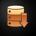 Gold Server, Data, Web Hosting icon isolated on black background. Vector Illustration