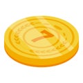 Gold seven coin icon, isometric style Royalty Free Stock Photo