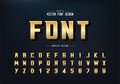 Gold and shadow font, alphabet vector, Golden bold Modern Typeface and letter number design