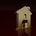 Gold Shelter for homeless icon isolated on brown background. Emergency housing, temporary residence for people, bums and