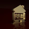 Gold Shelter for homeless icon isolated on brown background. Emergency housing, temporary residence for people, bums and