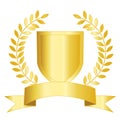 Gold shield ribbon and laurel Royalty Free Stock Photo