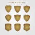 Gold Shield Set Geometric Premium Logo Vector Icon Illustration