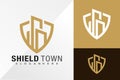 Gold Shield Town Logo Design Vector illustration template Royalty Free Stock Photo