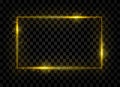 Gold shining rectangle banner. Golden lights effects. Vector illustration Royalty Free Stock Photo