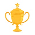 Gold shiny cup with a star as a reward for winning a sporting event or competition