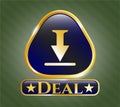 Gold shiny emblem with download icon and Deal text inside EPS10 Royalty Free Stock Photo