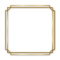 Gold shiny glowing vintage frame with shadows isolated transparent background. Golden luxury realistic rectangle border. Vector Royalty Free Stock Photo
