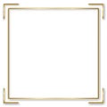 Gold shiny glowing vintage frame with shadows isolated transparent background. Golden luxury realistic rectangle border. Vector Royalty Free Stock Photo