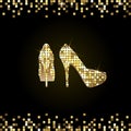 Gold Shiny High-Heeled Shoes