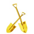 Gold shovel on white background. 3D illustration