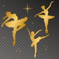 Gold silhoette of dancind balerinas Royalty Free Stock Photo